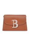 Buy_NR BY NIDHI RATHI_Brown Stone B Initial Embellished Box Clutch