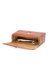 NR BY NIDHI RATHI_Brown Stone T Initial Embellished Box Clutch_at_Aza_Fashions