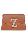 NR BY NIDHI RATHI_Brown Stone Z Initial Embellished Box Clutch _Online_at_Aza_Fashions