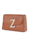 Shop_NR BY NIDHI RATHI_Brown Stone Z Initial Embellished Box Clutch _Online_at_Aza_Fashions