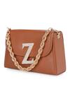 NR BY NIDHI RATHI_Brown Stone Z Initial Embellished Box Clutch _at_Aza_Fashions