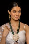 Buy_SHLOK JEWELS_Multi Color Semi Precious Stone Floral Carved Cutwork Pendant Necklace Set_at_Aza_Fashions