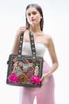 Buy_Nayaab by Aleezeh_Multi Color Kutchi Embroidery Leather Tote Bag_Online_at_Aza_Fashions