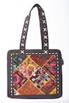 Shop_Nayaab by Aleezeh_Multi Color Kutchi Embroidery Leather Tote Bag_Online_at_Aza_Fashions