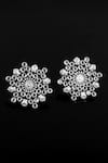Buy_Noor_Silver Plated Stone Checker Embellished Studs_at_Aza_Fashions