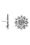 Noor_Silver Plated Stone Checker Embellished Studs_Online_at_Aza_Fashions