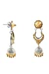 Noor_Silver Plated Dual Toned Carved Jhumkas_Online_at_Aza_Fashions