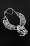 Buy_Noor_Silver Plated Polki Teardrop Embellished Necklace_at_Aza_Fashions