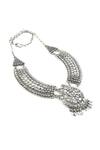 Shop_Noor_Silver Plated Polki Teardrop Embellished Necklace_at_Aza_Fashions