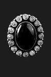 Buy_Noor_Silver Plated Onyx Zircon Embellished Oval Ring _at_Aza_Fashions