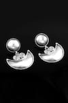 Buy_Noor_Silver Plated Crescent Moon Studs _at_Aza_Fashions