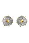 Shop_Noor_Silver Plated Dual Tone Wheel Pattern Studs _at_Aza_Fashions