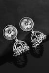 Buy_Noor_Silver Plated Floral Pattern Jhumkas _at_Aza_Fashions