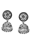 Shop_Noor_Silver Plated Floral Pattern Jhumkas _at_Aza_Fashions