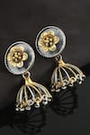 Buy_Noor_Gold Plated Dual Tone Floral Pattern Jhumkas _at_Aza_Fashions