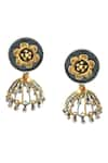 Shop_Noor_Gold Plated Dual Tone Floral Pattern Jhumkas _at_Aza_Fashions