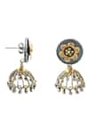 Noor_Gold Plated Dual Tone Floral Pattern Jhumkas _Online_at_Aza_Fashions