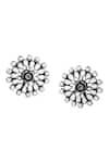 Shop_Noor_Silver Plated Stone Embellished Floret Studs _at_Aza_Fashions