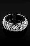 Buy_Noor_Silver Plated Weave Textured Statement Cuff Bangle _at_Aza_Fashions