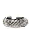 Shop_Noor_Silver Plated Weave Textured Statement Cuff Bangle _at_Aza_Fashions