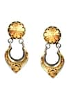 Shop_Noor_Gold Plated Bloom Dual Toned Studs _at_Aza_Fashions