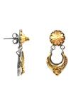 Noor_Gold Plated Bloom Dual Toned Studs _Online_at_Aza_Fashions