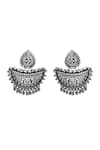 Shop_Noor_Silver Plated Diya Ghungroo Embellished Carved Earrings_at_Aza_Fashions