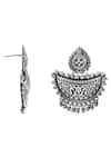 Noor_Silver Plated Diya Ghungroo Embellished Carved Earrings_Online_at_Aza_Fashions