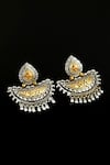 Buy_Noor_Gold Plated Dual Toned Diya Carved Earrings _at_Aza_Fashions