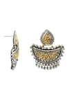 Noor_Gold Plated Dual Toned Diya Carved Earrings _Online_at_Aza_Fashions