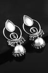 Buy_Noor_Silver Plated Ghungroo Embellished Teardrop Antique Jhumkas_at_Aza_Fashions