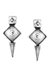 Shop_Noor_Silver Plated Framed Floret Carved Antique Studs _at_Aza_Fashions