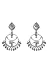 Shop_Noor_Silver Plated Oxidized Parrot Paradise Chandbalis _at_Aza_Fashions