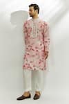 Buy_Nadima Saqib_Pink Viscose Dupion Silk Embroidered Sequins Floral Print Kurta _at_Aza_Fashions