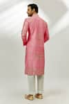 Shop_Nadima Saqib_Pink Sherwani Raw Silk Embroidered Zardozi With Pant _at_Aza_Fashions