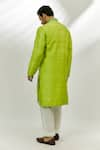 Shop_Nadima Saqib_Green Raw Silk Embroidered Mirror Work Placement Kurta _at_Aza_Fashions