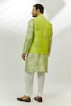 Shop_Nadima Saqib_Green Bundi Raw Silk Embroidered Zardozi With Printed Kurta _at_Aza_Fashions