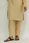 Nadima Saqib_Beige Chanderi Silk Tissue Embroidered Zardozi Kurta With Pant _Online_at_Aza_Fashions