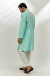 Shop_Nadima Saqib_Blue Cotton Silk Hand Embroidered Zardozi Kurta _at_Aza_Fashions