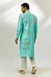 Shop_Nadima Saqib_Blue Sherwani Raw Silk Hand Embroidered Zardozi Floral With Pant _at_Aza_Fashions