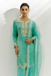 Buy_Nadima Saqib_Blue Kurta Chanderi Embroidered Zardozi Notched Palazzo Set _Online_at_Aza_Fashions