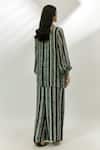 Shop_Nadima Saqib_Black Kurta Cotton Crush Embellished Stripe Print Shirt Tunic With Flared Pant_at_Aza_Fashions