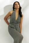 Nadima Saqib_Black Jumpsuit Cotton Crush Embellished Sequin Halter Neck Geometric Print_Online_at_Aza_Fashions