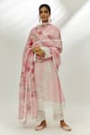 Buy_Nadima Saqib_Pink Kurta Crepe Printed Sequin V Neck Straight Set _at_Aza_Fashions