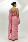 Shop_Nadima Saqib_Pink Blouse Silk Embroidered Badla Leaf Neck Saree With Side Cut-out _at_Aza_Fashions