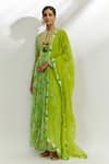 Buy_Nadima Saqib_Green Anarkali Georgette Printed Floral Round Embroidered Pant Set _at_Aza_Fashions