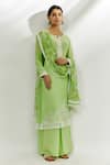 Buy_Nadima Saqib_Green Kurta And Palazzo Crepe Printed Lace Floral Embroidered Straight Set _at_Aza_Fashions