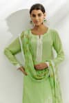 Nadima Saqib_Green Kurta And Palazzo Crepe Printed Lace Floral Embroidered Straight Set _Online_at_Aza_Fashions