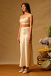 Aroka_Ivory Vegan Mashru Silk Moony Bias Full Length Skirt_at_Aza_Fashions