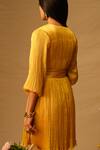 Shop_Aroka_Yellow Modal Satin V-neck Mimosa Ruched Summer Dress _at_Aza_Fashions